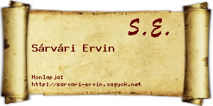 Sárvári Ervin névjegykártya
